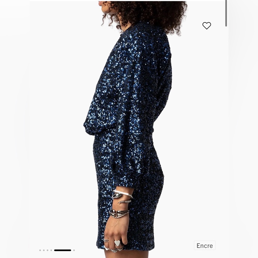 NWT - Zadig & Voltaire - Defile - Navy Sequin Mini Dress - Small - Picture 4 of 11